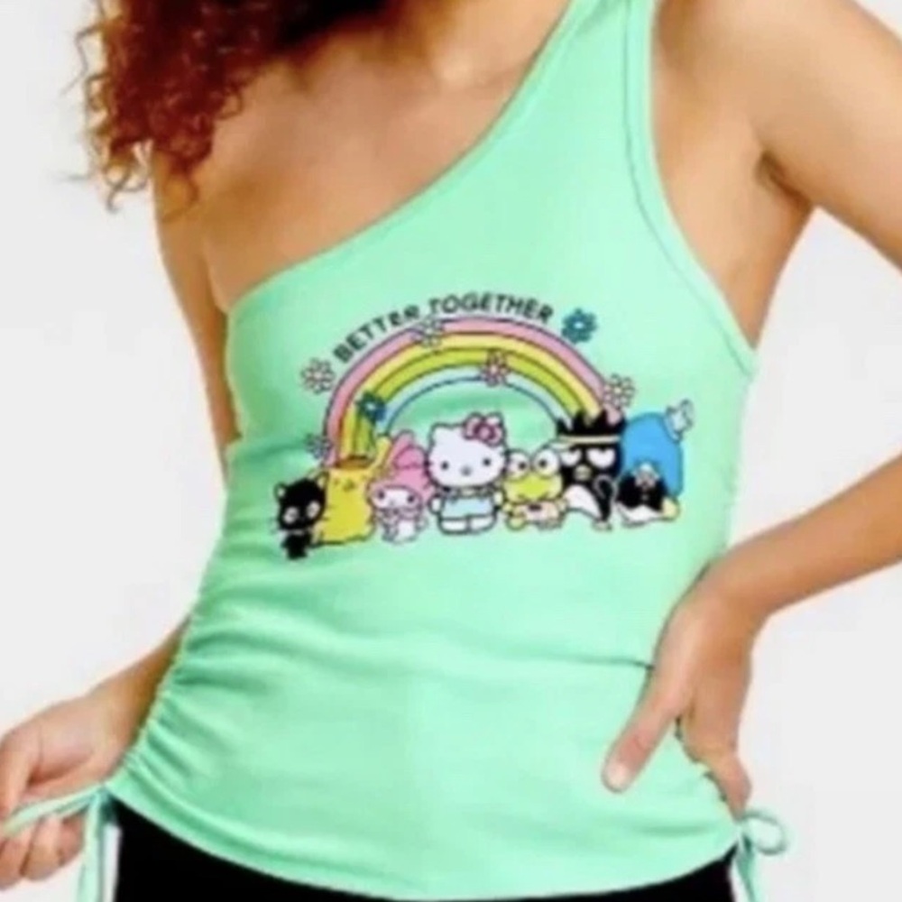 Sanrio Hello Kitty & Friends Better Together One Shoulder Ruched Tank Top Large